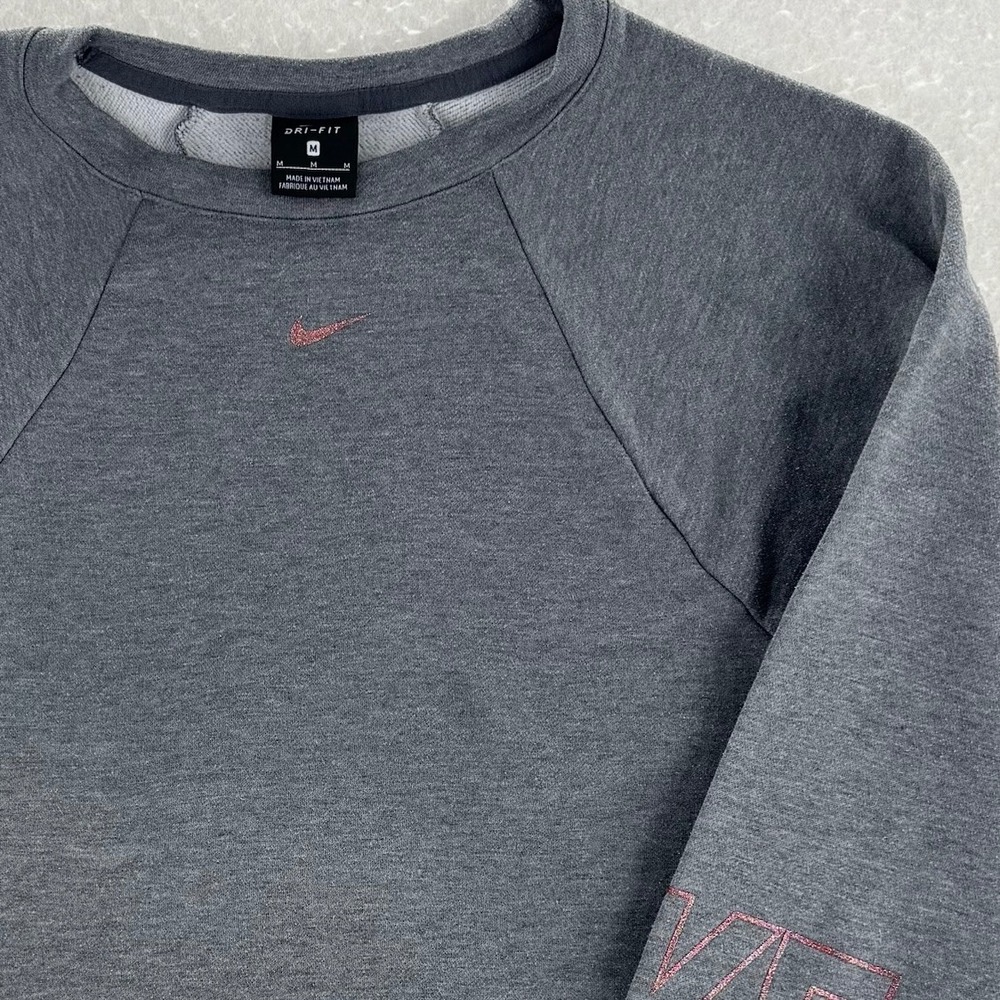 Nike - Dri-FIT Cropped Sweatshirt Glitter Logo - Grey - M - Womens